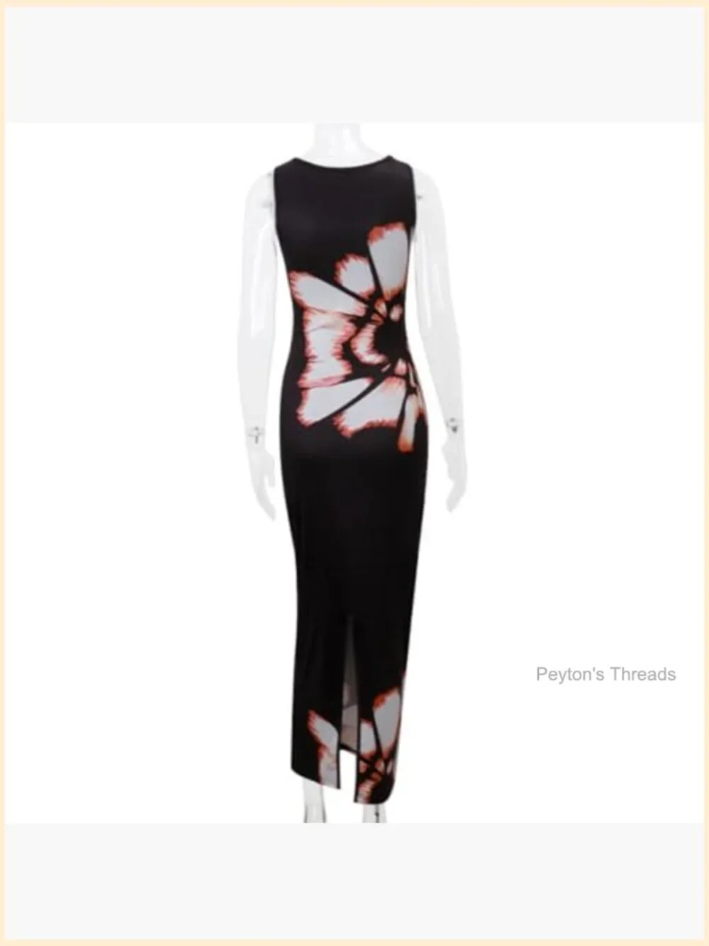 Sleeveless Snake Print Maxi Dress Hollow Out High Slit Bodycon Evening Gown - Picture 5 of 7